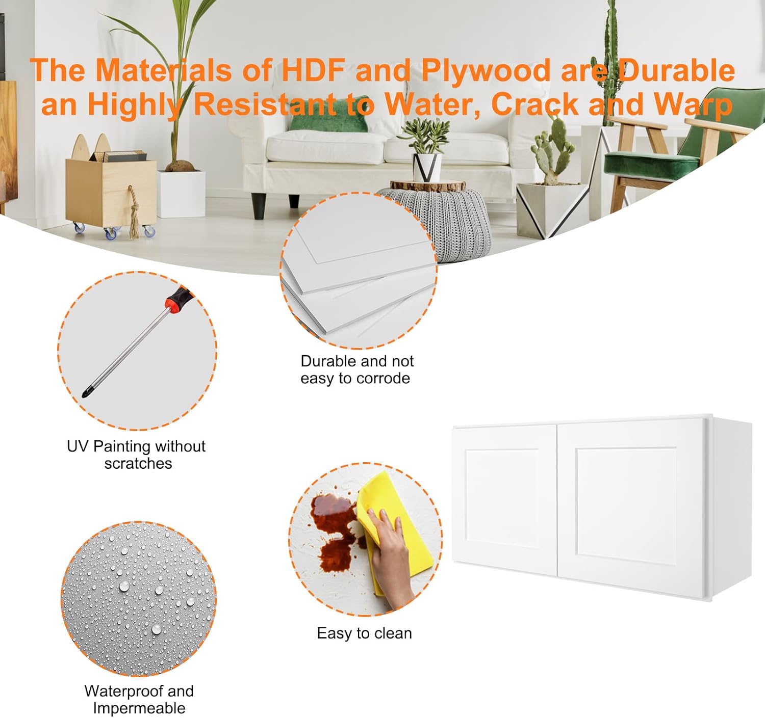 White Shaker RTA Kitchen Cabinet with Soft-Close Doors W301224