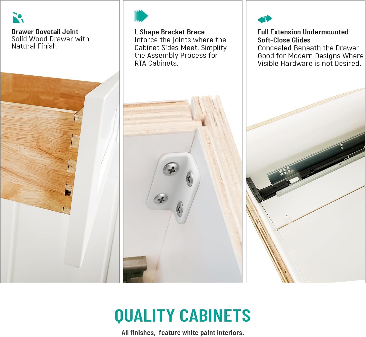 White Shaker RTA Kitchen Cabinet with Soft-Close Doors SB30