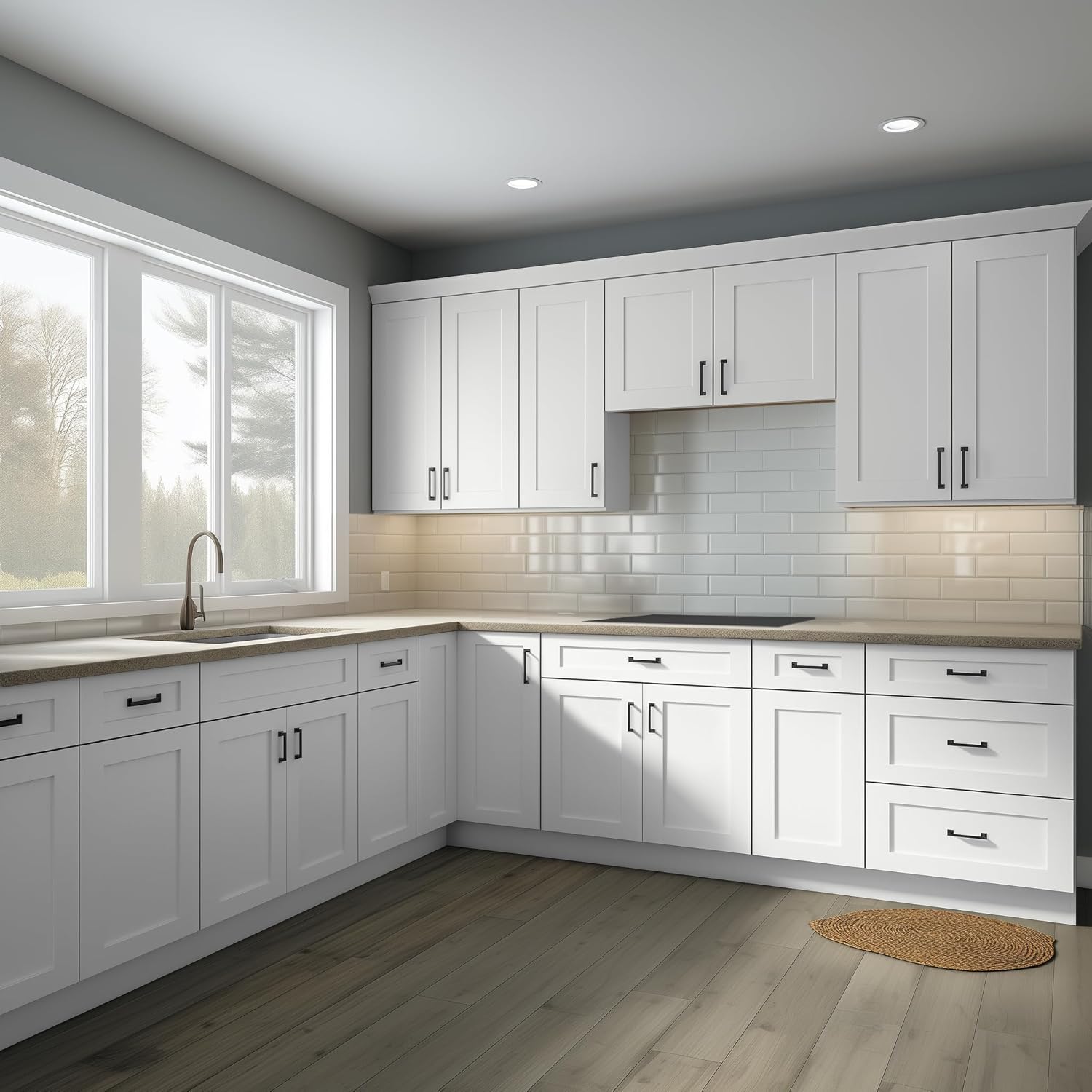 ]White Shaker RTA Kitchen Cabinet with Soft-Close Doors W0930