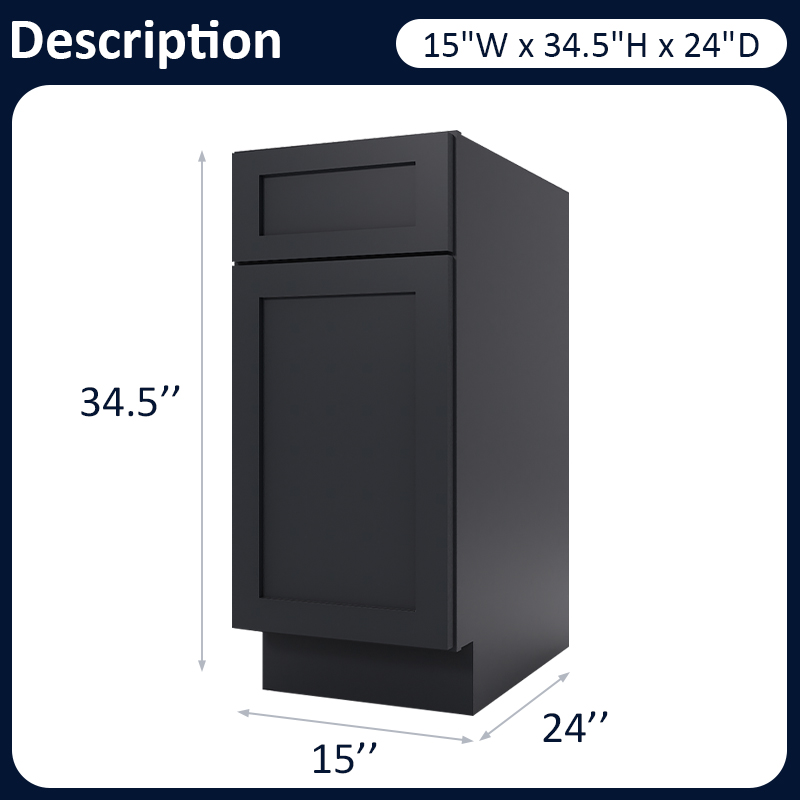 Graphite Shaker RTA Kitchen Cabinet with Soft-Close Doors B15