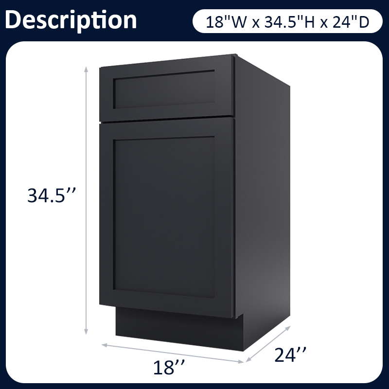 Graphite Shaker RTA Kitchen Cabinet with Soft-Close Doors B18