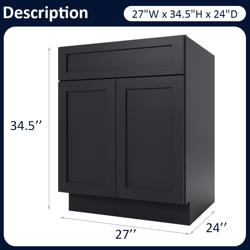 Graphite Shaker RTA Kitchen Cabinet with Soft-Close Doors B27