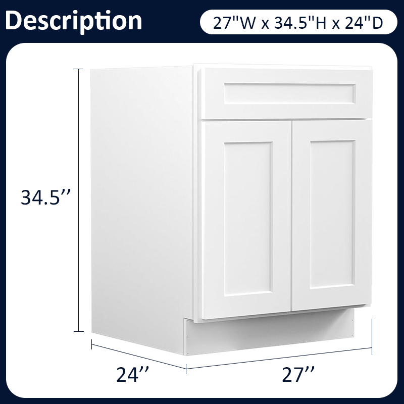 White Shaker RTA Kitchen Cabinet with Soft-Close Doors B30