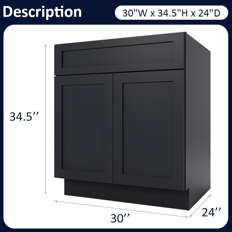 Graphite Shaker RTA Kitchen Cabinet with Soft-Close Doors B30