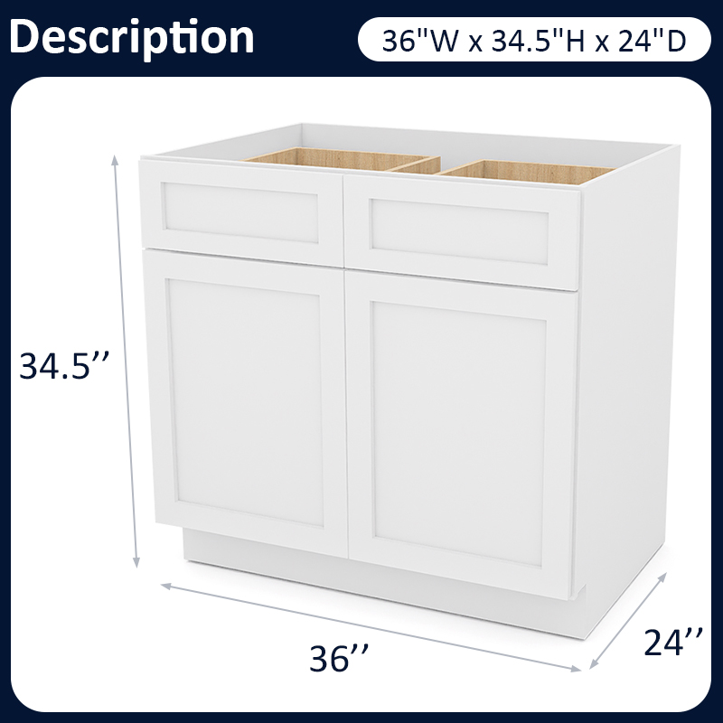 White Shaker RTA Kitchen Cabinet with Soft-Close Doors B36