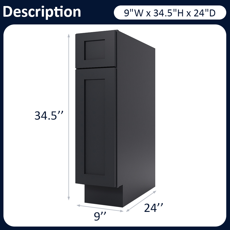 Graphite Shaker RTA Kitchen Cabinet with Soft-Close Doors B09 