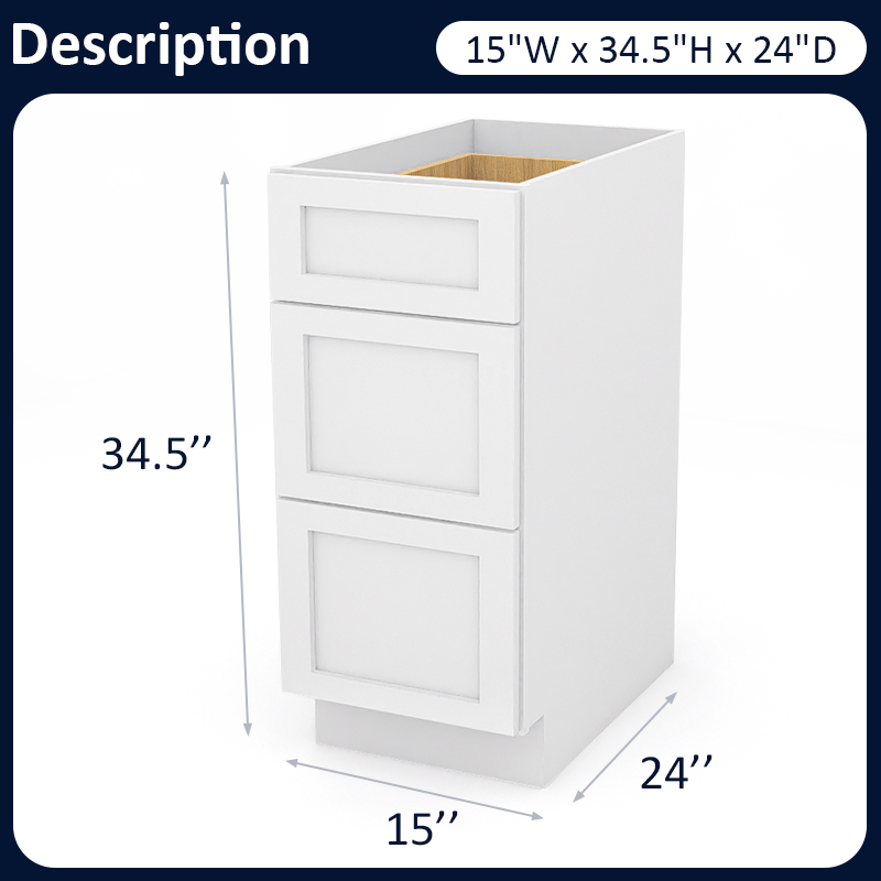 White Shaker RTA Kitchen Cabinet with Soft-Close Doors DB15
