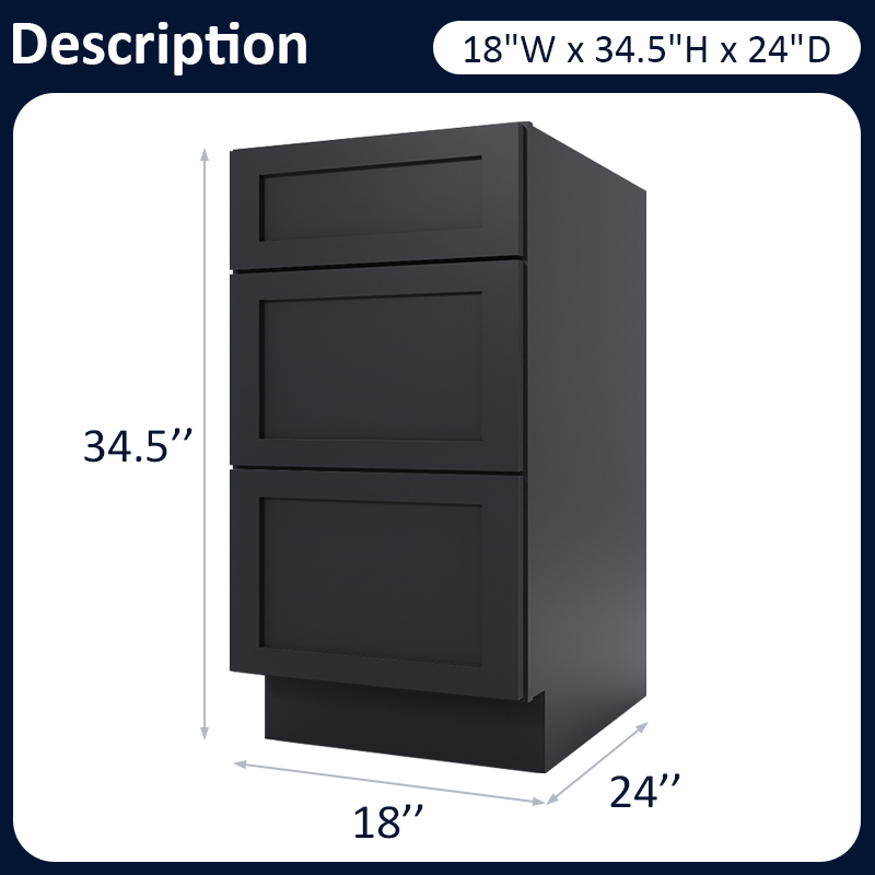Graphite Shaker RTA Kitchen Cabinet with Soft-Close Doors DB18