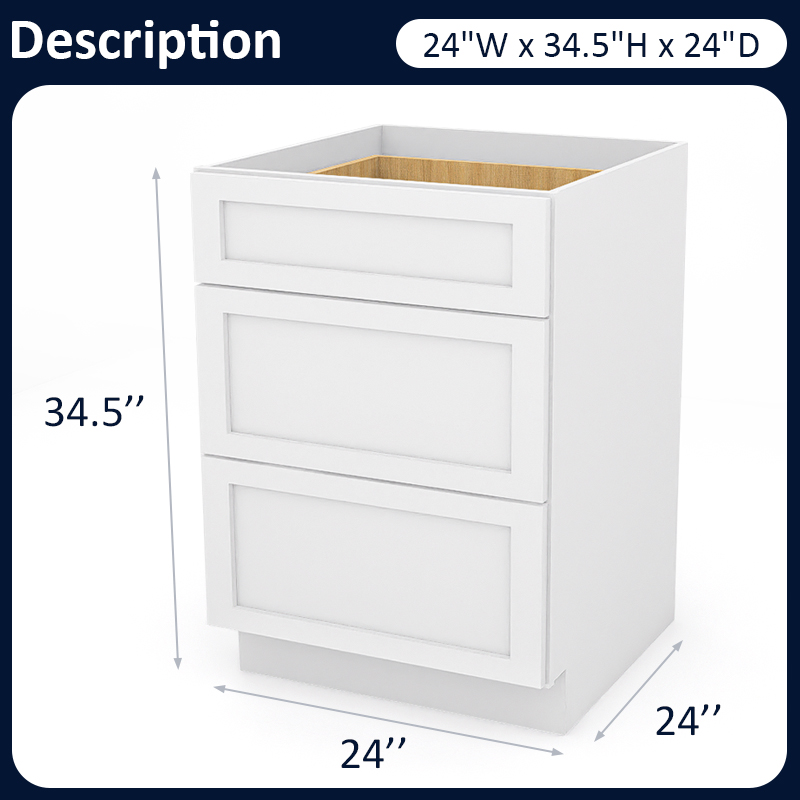 White Shaker RTA Kitchen Cabinet with Soft-Close Doors DB24