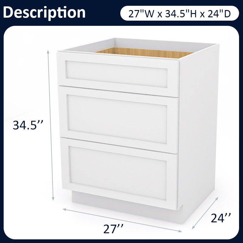 White Shaker RTA Kitchen Cabinet with Soft-Close Doors DB27