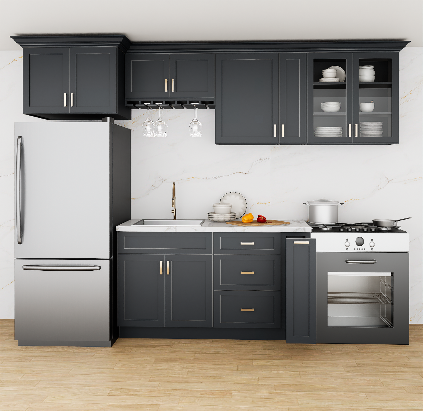 Graphite I-shape Kitchen Set