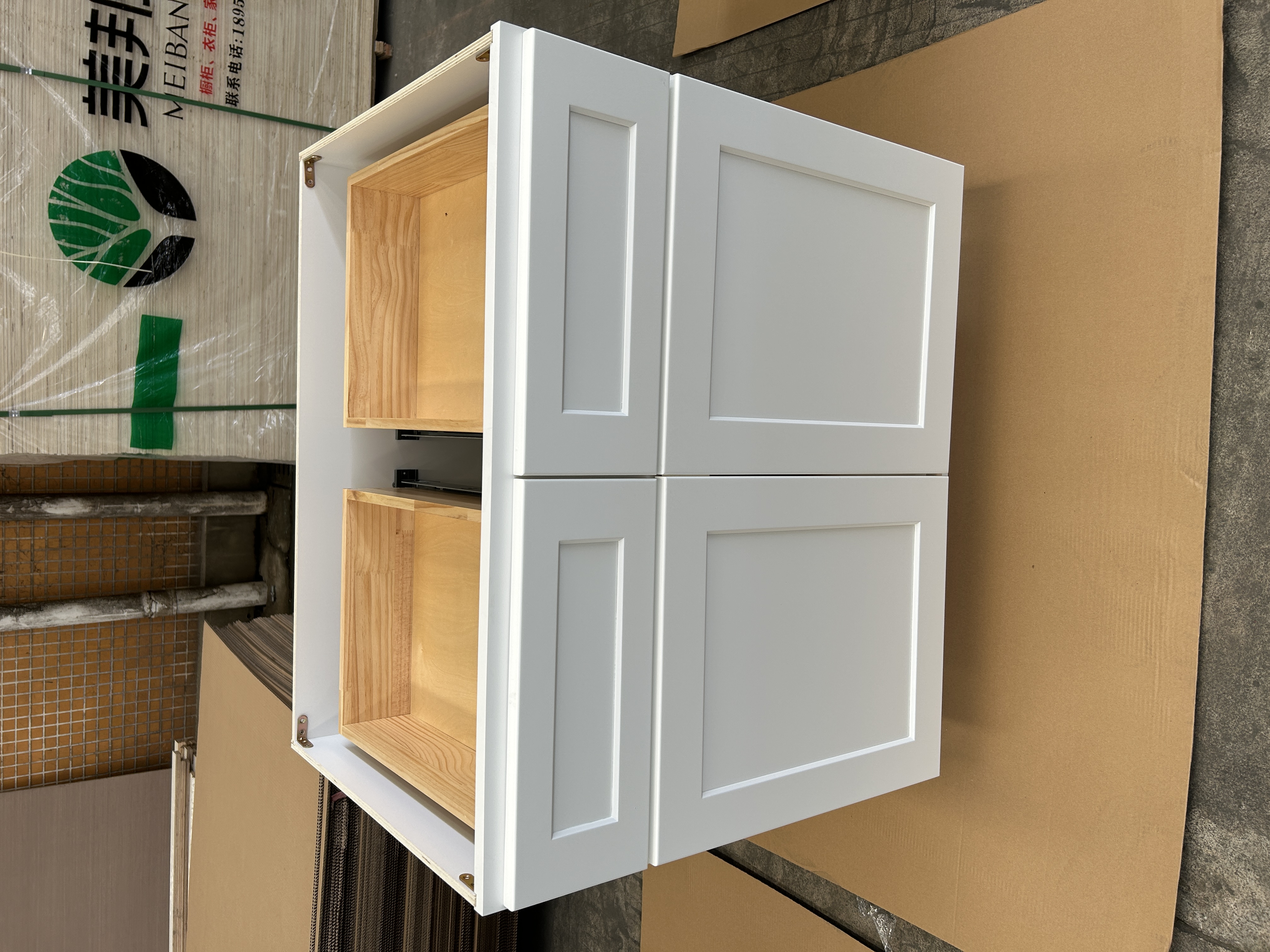 White Kitchen Cabinet Set For I-shape Layout Kitchen Compatible with 84-inch kitchens Small Space 