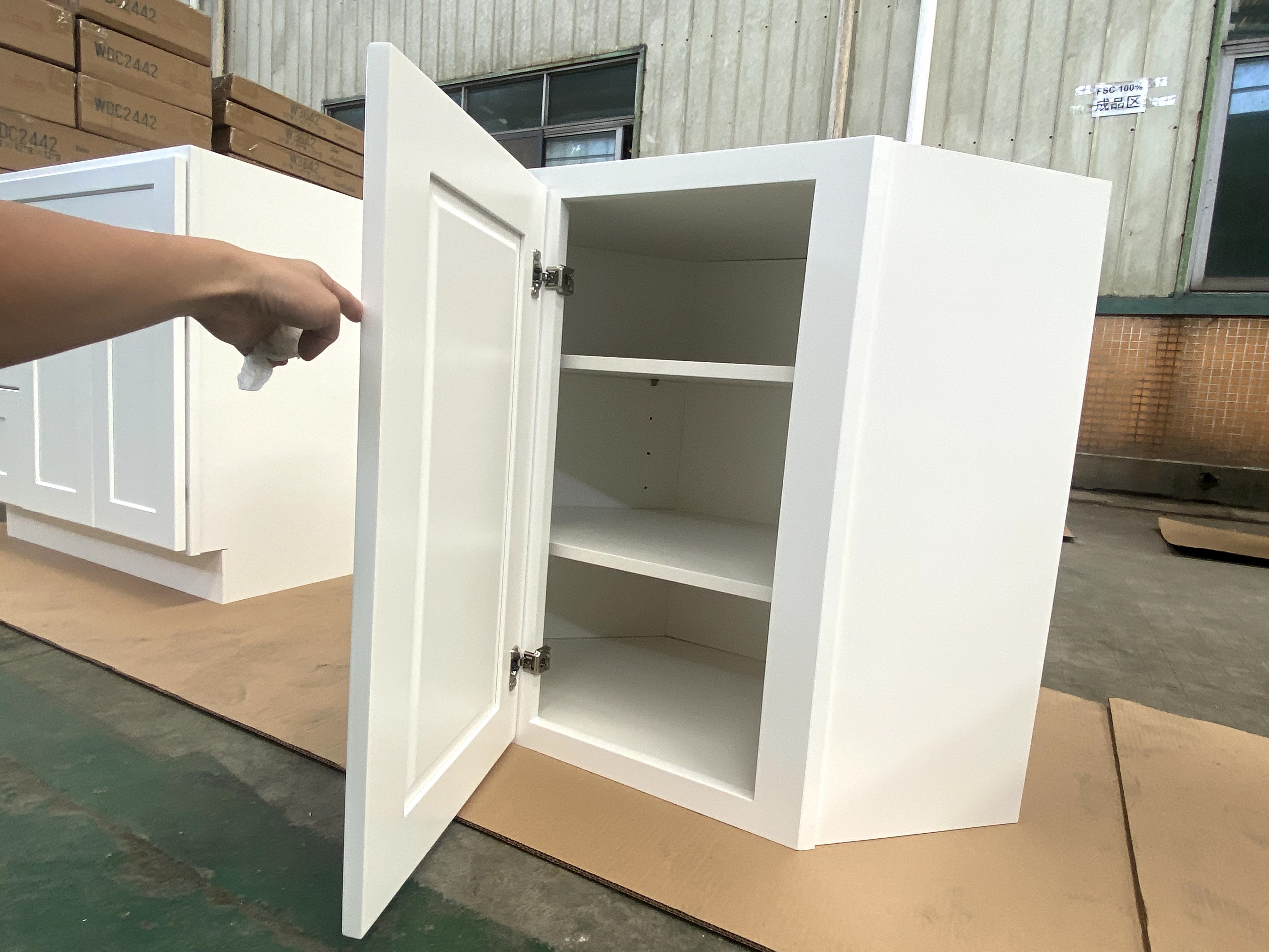 White Kitchen Cabinet Set For L-shape Layout Kitchen Compatible with 96-inch kitchens Small Space 