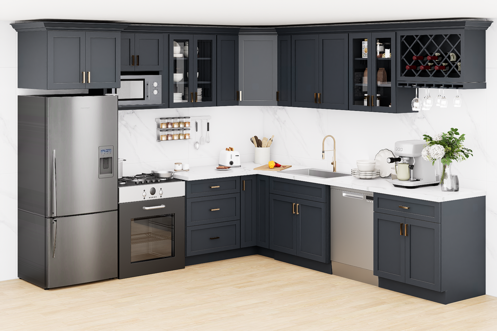 Graphite L-shape kitchen set