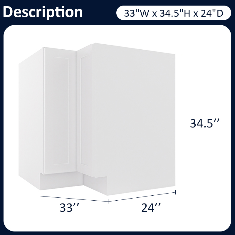 White Shaker RTA Kitchen Cabinet Lazy Susan Corner Cabinet LS33
