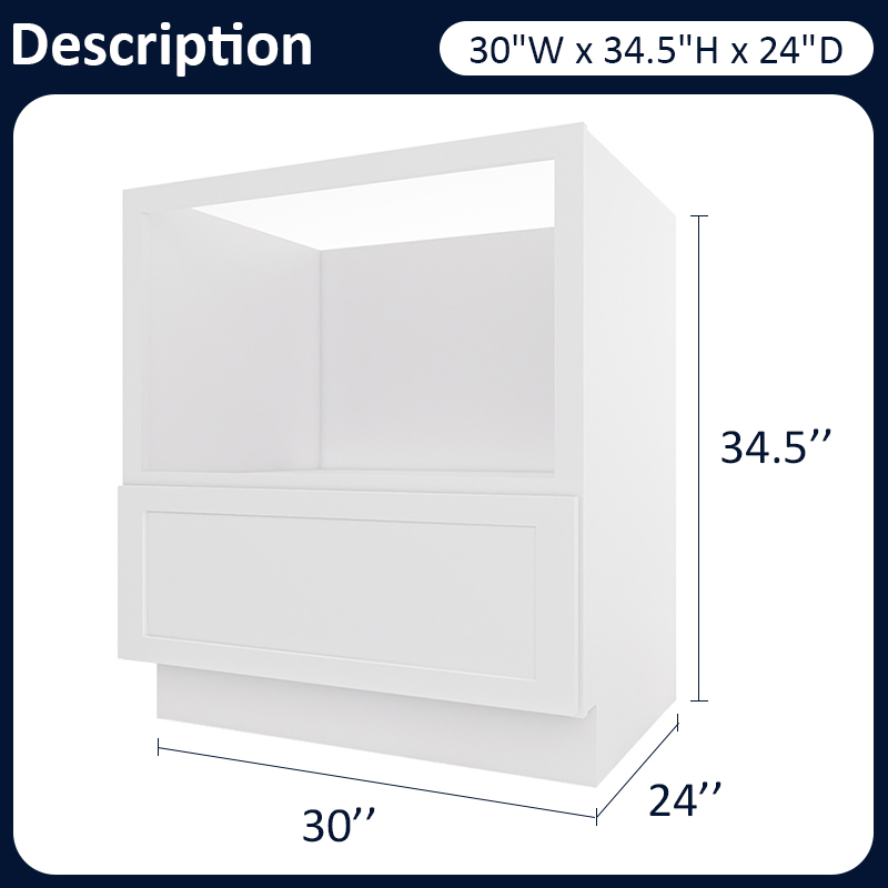 White Shaker RTA Kitchen Cabinet Base Microwave Cabinet MDB30