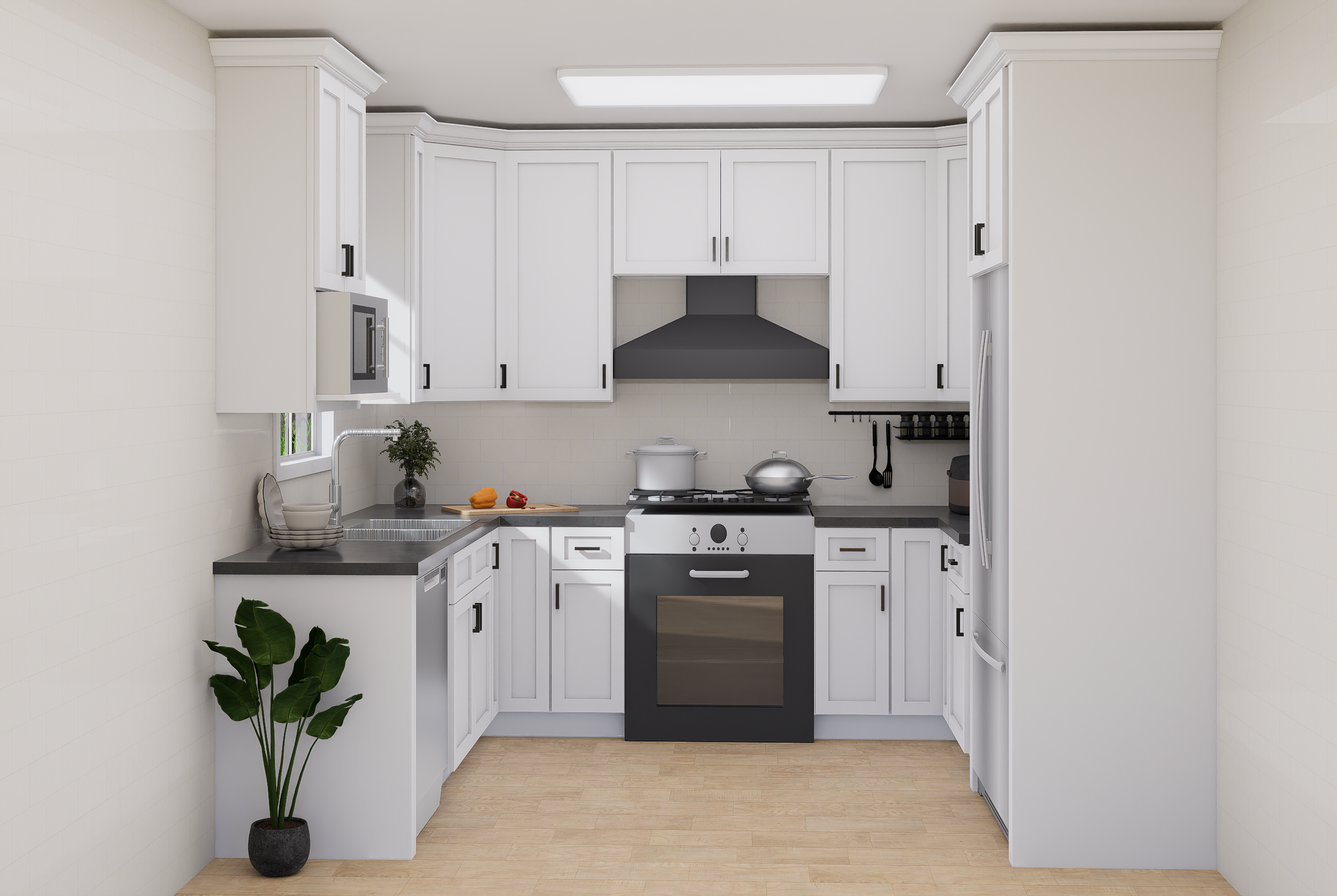 Kitchen Cabinet Set For U-shape Layout Kitchen Compatible with 84-inch kitchens Small Space 