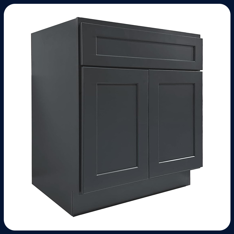 Graphite Kitchen Cabinet Set For L-shape Layout Kitchen Compatible with 96-inch kitchens Small Space 