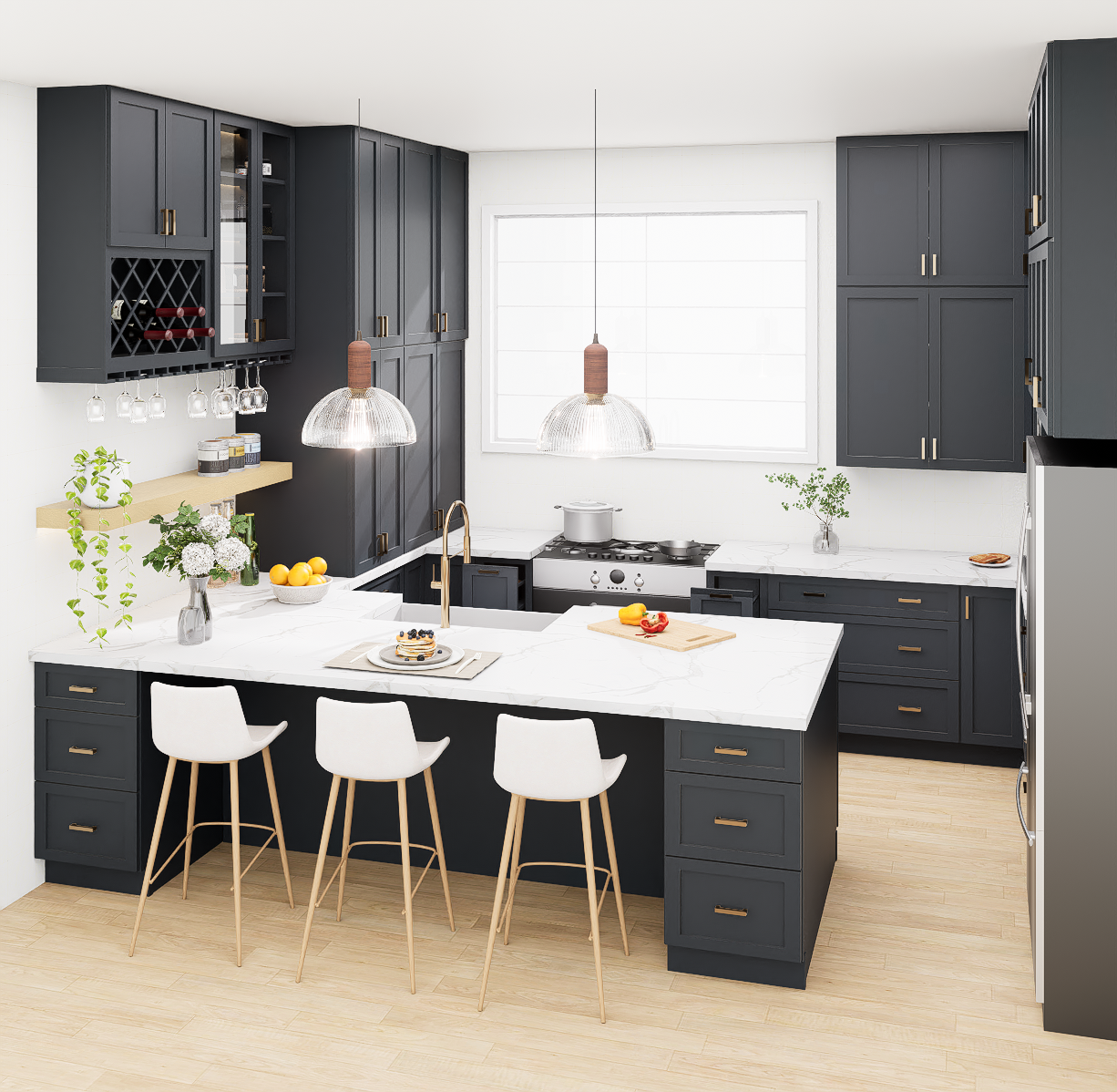 Graphite U-shape Kitchen Set