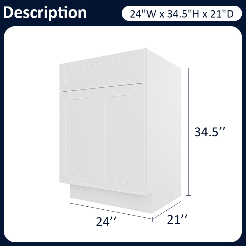 White Shaker RTA Kitchen Cabinet Vanity Sink Cabinet V2421