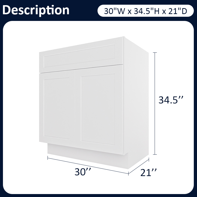 White Shaker RTA Kitchen Cabinet Vanity Sink Cabinet V3021