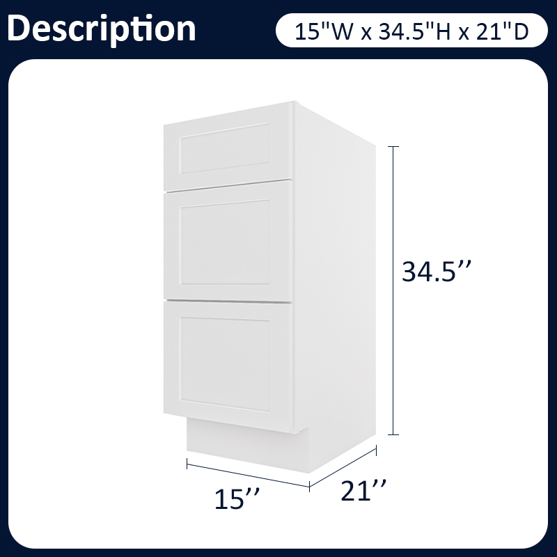 White Shaker RTA Kitchen Cabinet Vanity Drawer Cabinet VSD1521