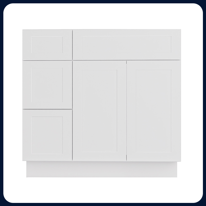 White Shaker RTA Kitchen Cabinet Vanity Sink 2-Drawer Cabinet VSD3621L