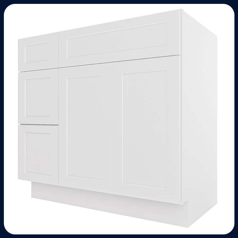 White Shaker RTA Kitchen Cabinet Vanity Sink 2-Drawer Cabinet VSD3621L