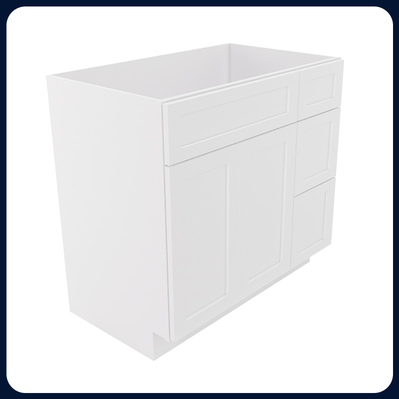 White Shaker RTA Kitchen Cabinet Vanity Sink 2-Drawer Cabinet VSD3621R