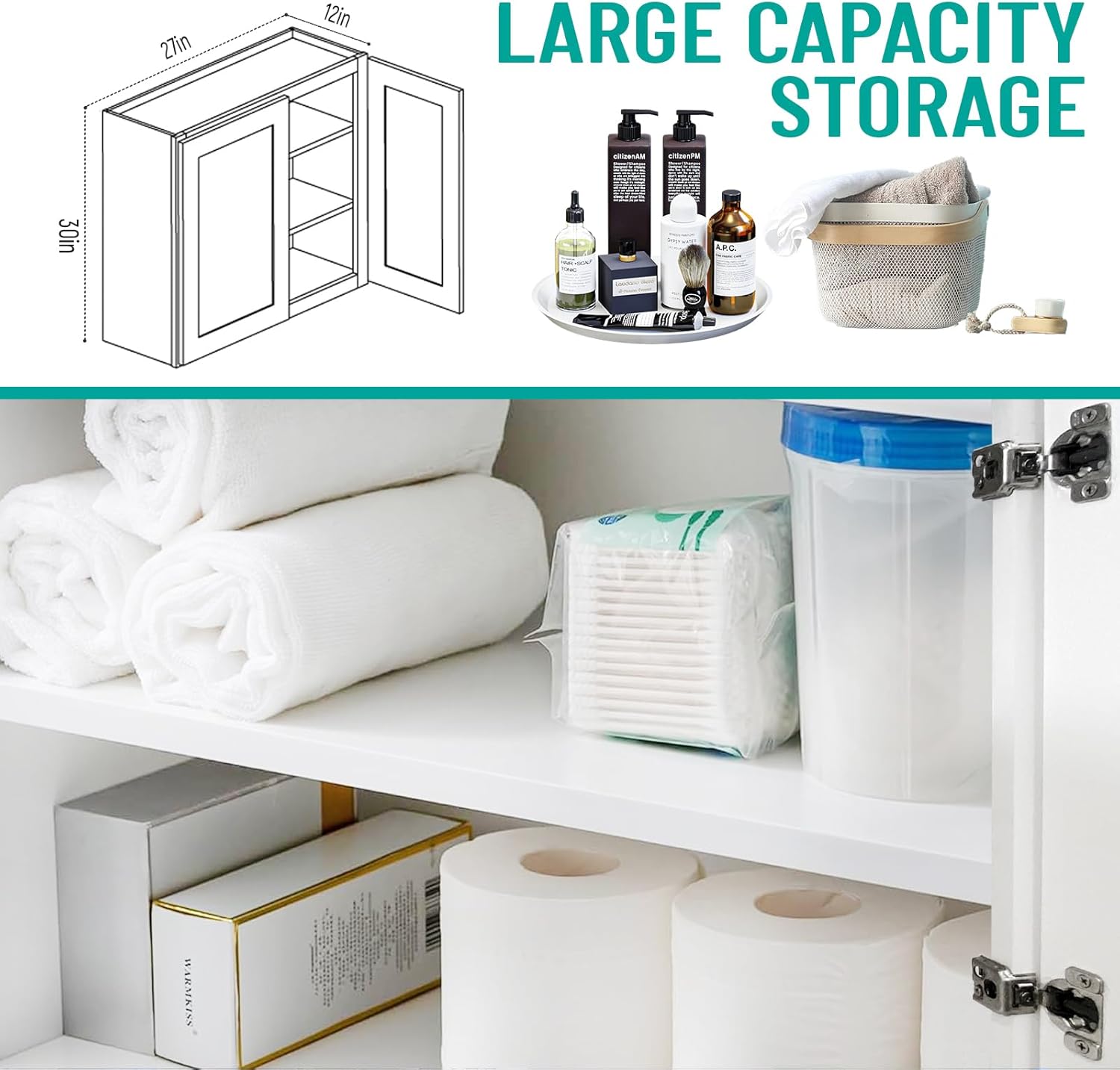 White Shaker RTA Kitchen Cabinet with Soft-Close Doors W2730