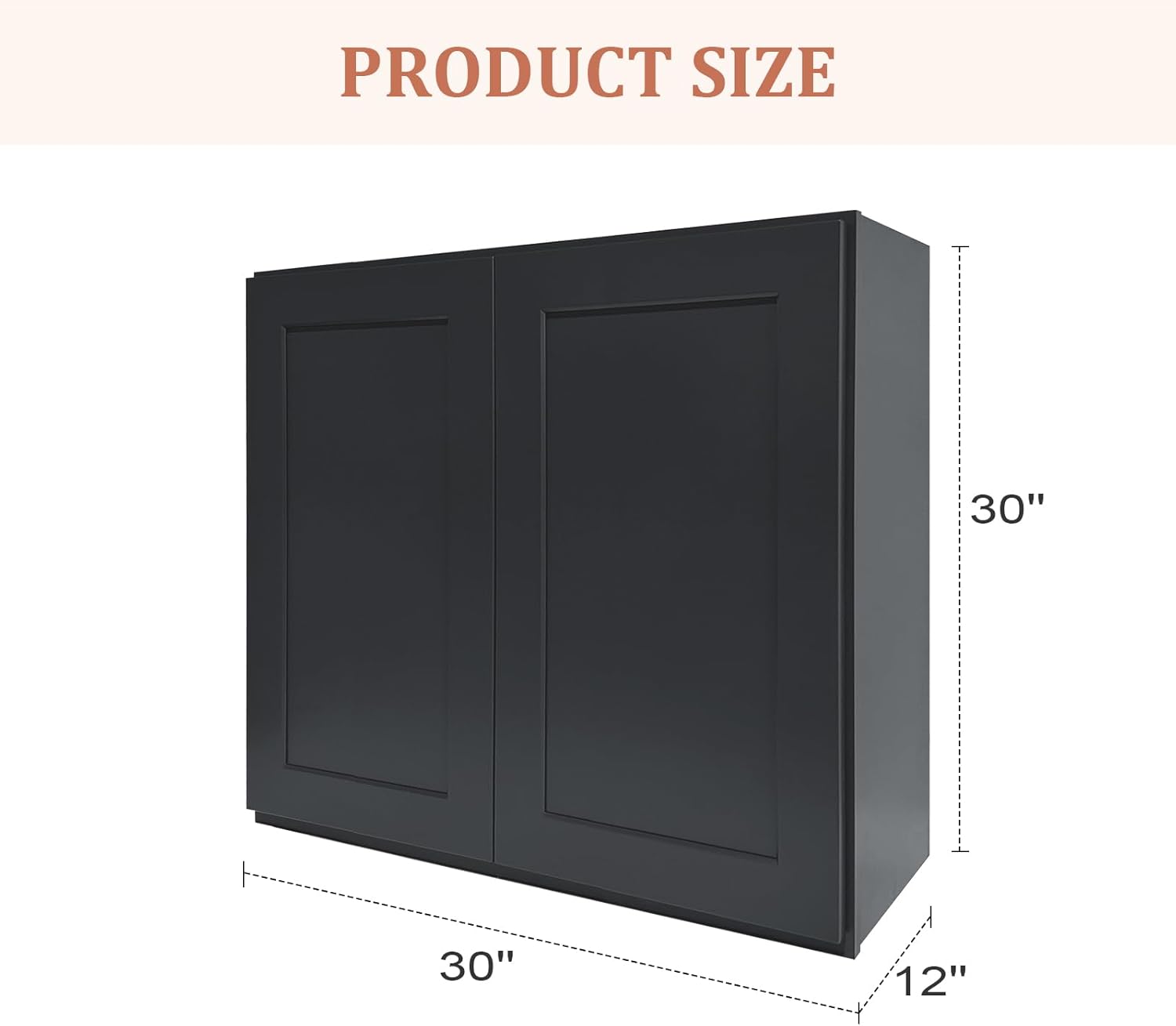 Graphite Shaker RTA Kitchen Cabinet with Soft-Close Doors W3030