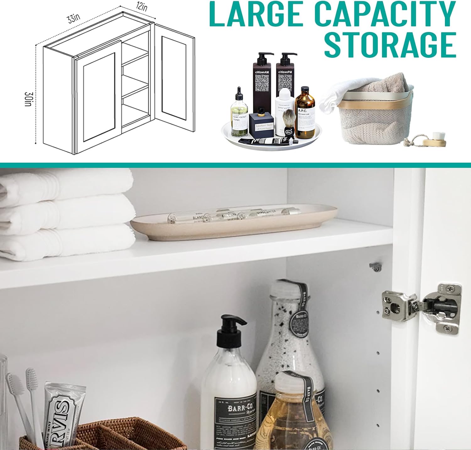 White Shaker RTA Kitchen Cabinet with Soft-Close Doors W3330