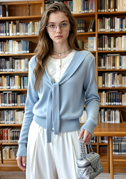 2026 Spring Fashion Dresses|A simple, solid color, Faux two-layer long sleeved knitted sweater with a shawl|Women's New Loose and Slimming Top for Campus, Dates & the Office