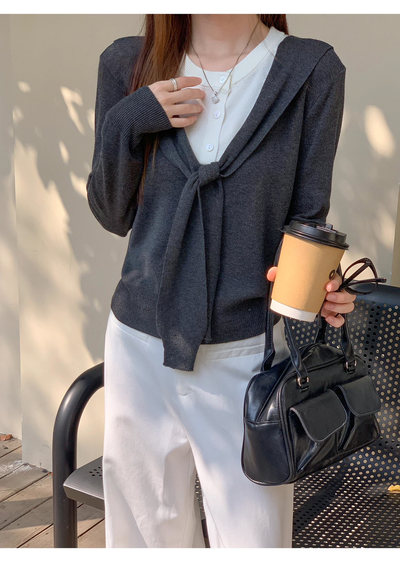 2026 Spring Fashion Dresses|A simple, solid color, Faux two-layer long sleeved knitted sweater with a shawl|Women's New Loose and Slimming Top for Campus, Dates & the Office