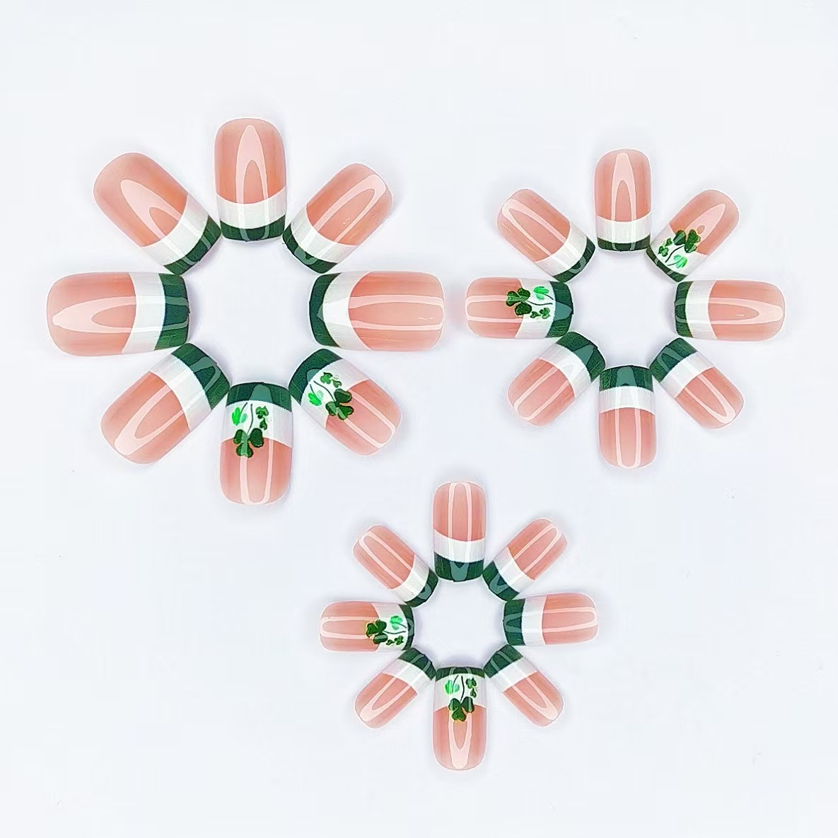 St. Patrick's Day Magic: Wearable Green French Manicure Nails with Clover Designs – Get Luck Instantly!