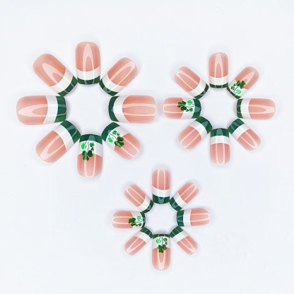 St. Patrick's Day Magic: Wearable Green French Manicure Nails with Clover Designs – Get Luck Instantly!