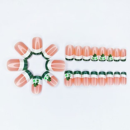 St. Patrick's Day Magic: Wearable Green French Manicure Nails with Clover Designs – Get Luck Instantly!