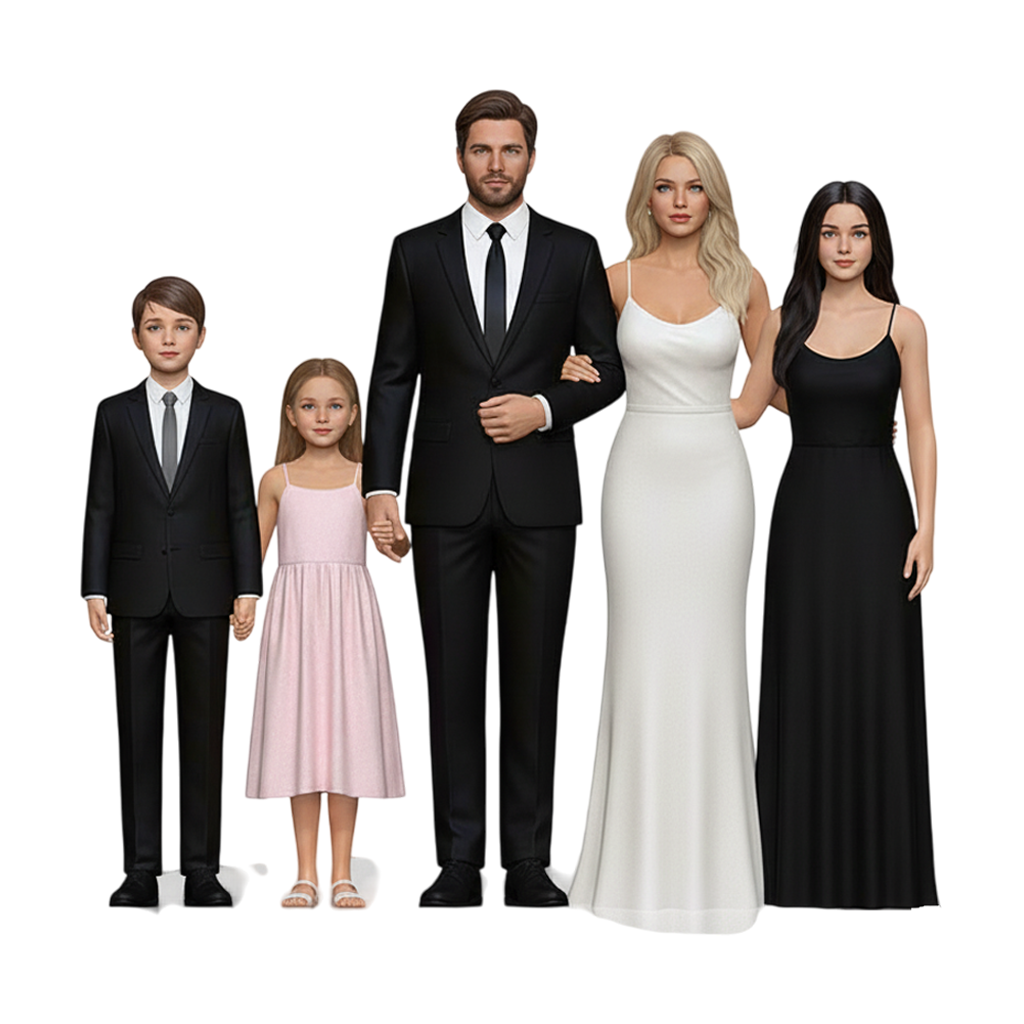 Family Group Customized High-Precision 3D Printed Full-Color Resin Figurine