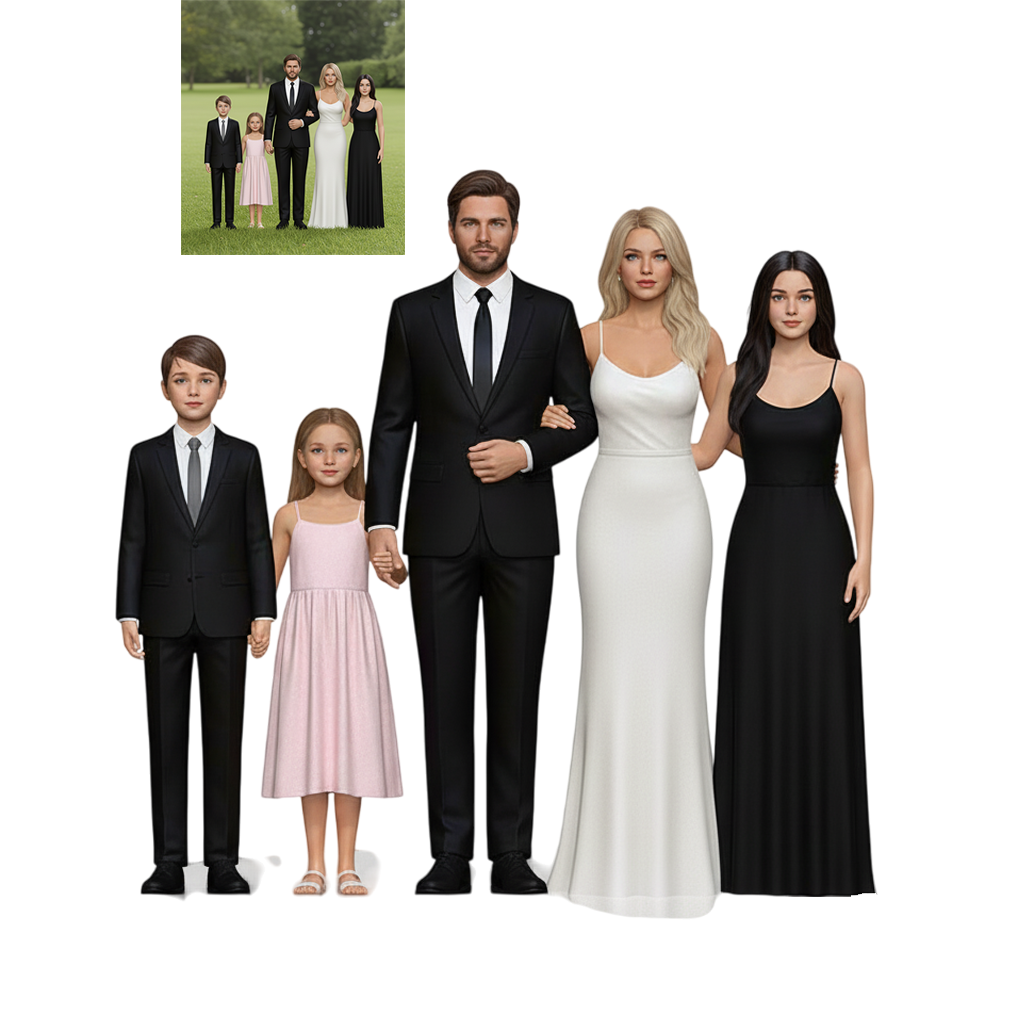 Family Group Customized High-Precision 3D Printed Full-Color Resin Figurine