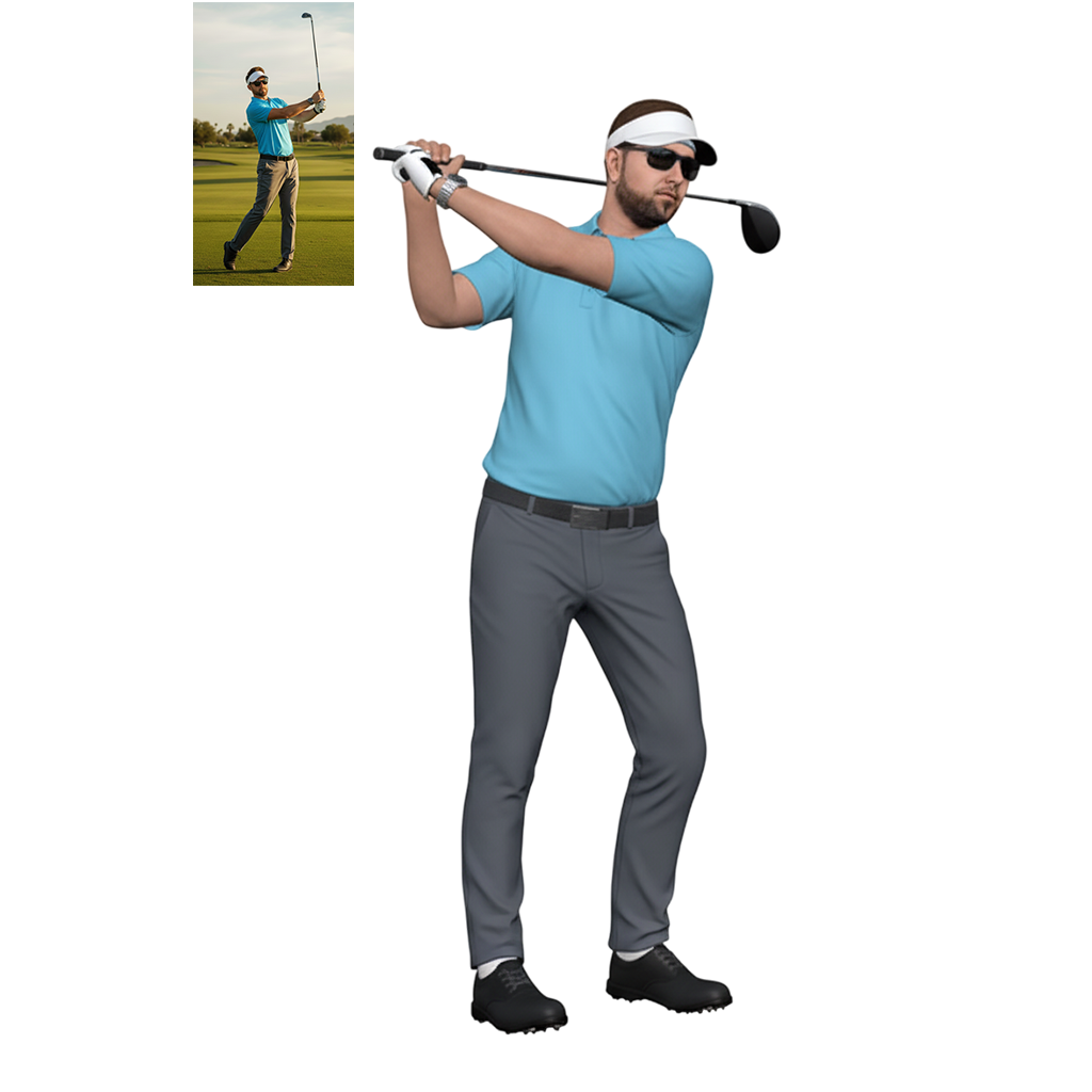 Customized Ultra-High-Definition 3D Printed Full-Color Resin Golf Swing Figurine