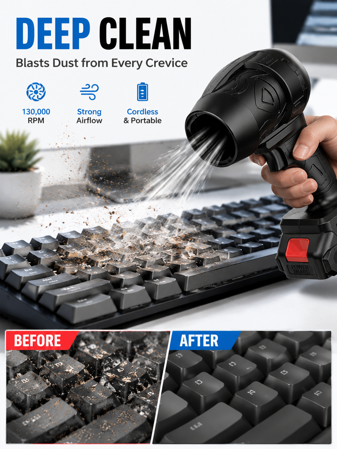🚀 130K RPM Jet Power: Dry in 30s, No more spots!