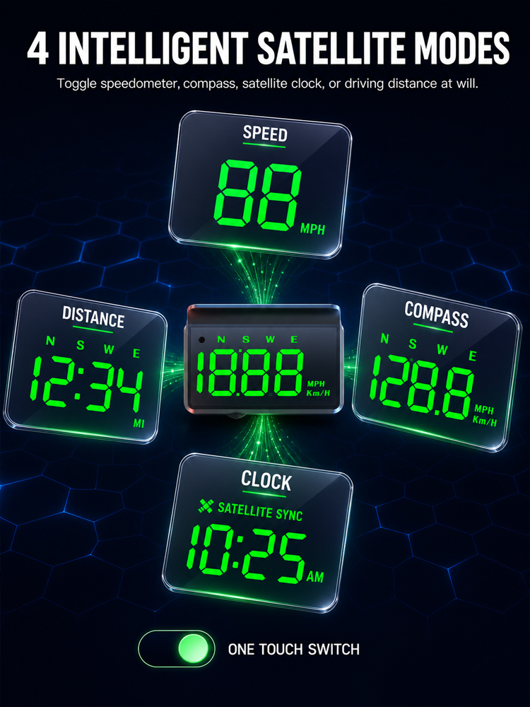 🚀 Smart HUD Display: 1-Sec plug to project speed on windshield, No more distracted driving!