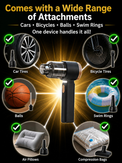 🚀 2-in-1 Power Pro: 10s to Clean & Full, No more roadside panic!