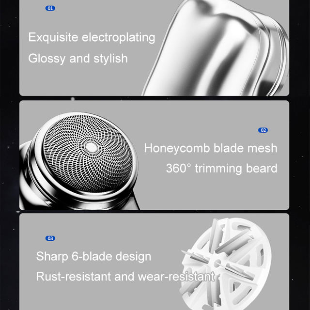 🪒1-hour charging⚡, 180-day battery life🔋, 6-blade martensitic steel blade, honeycomb 360° blade mesh🔄, won't snag hair or hurt skin, waterproof and portable💧 super easy to use✨