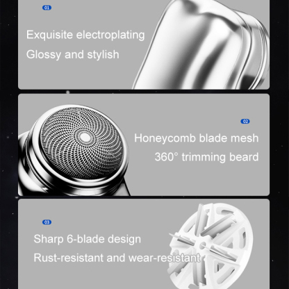 🪒1-hour charging⚡, 180-day battery life🔋, 6-blade martensitic steel blade, honeycomb 360° blade mesh🔄, won't snag hair or hurt skin, waterproof and portable💧 super easy to use✨
