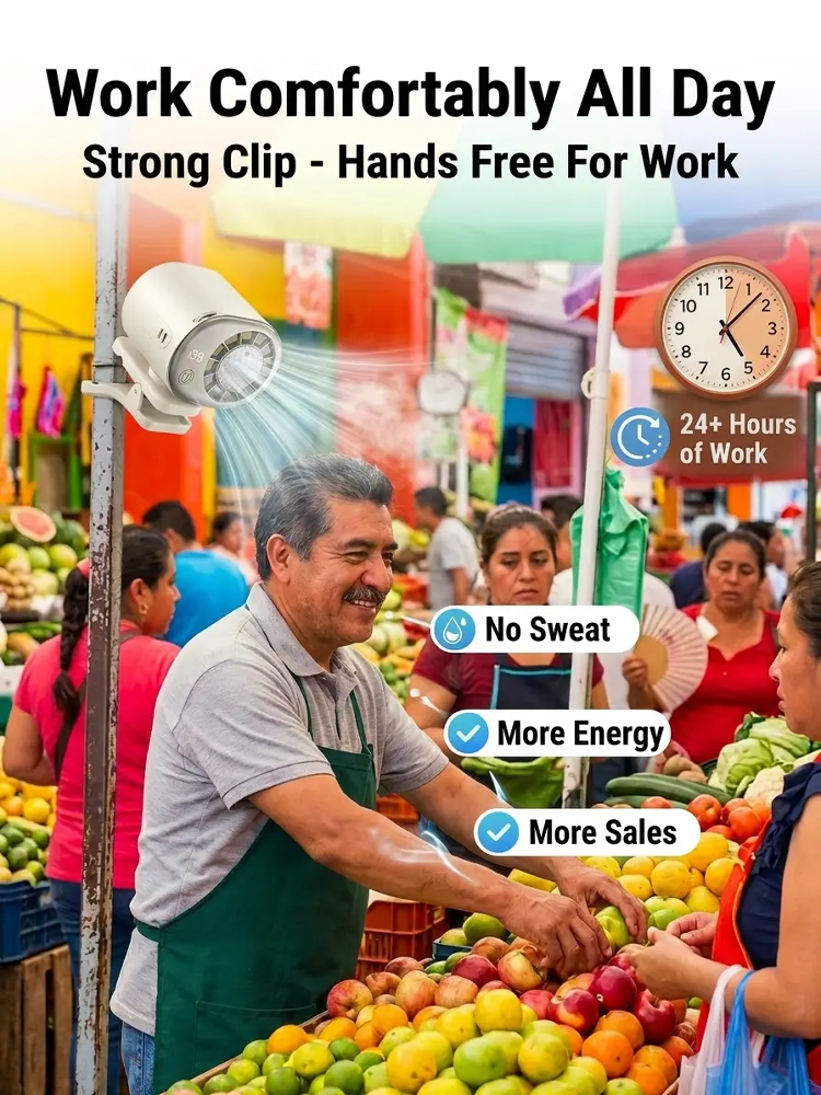 🚀 Active Ice Cooling: Clip on to drop 20°F instantly, No more outdoor sweat!