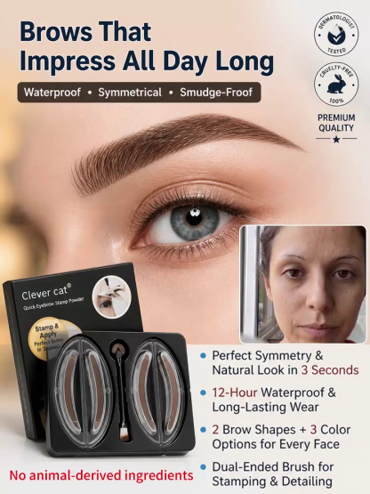 🚀 3-Sec Brow Stamp: 1 Press to Symmetric Brows, No more Uneven Makeup!