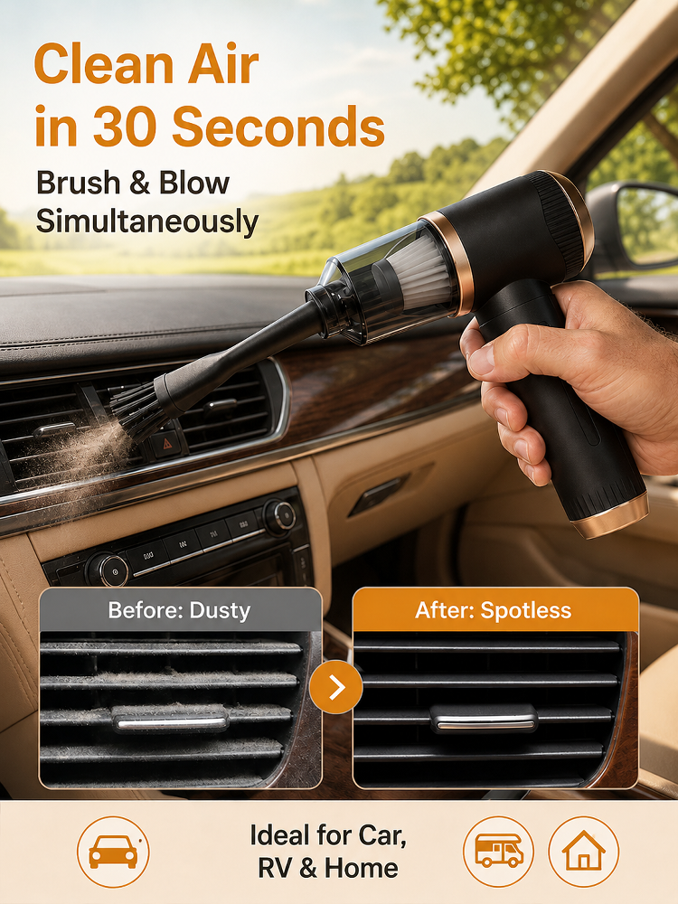 🚀 4-in-1 Storm Vacuum: Clean car & home in 3 mins, No more stubborn dust!
