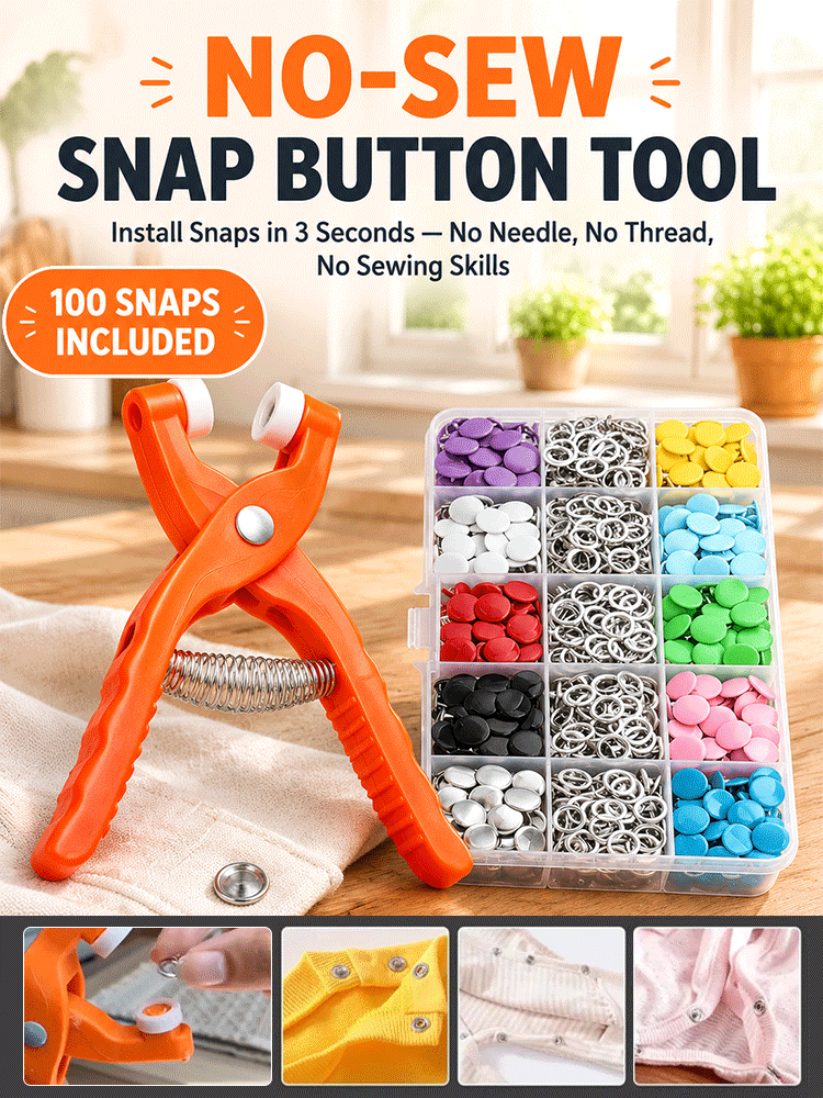 🧰 ⚡ 1-Second No-Sew Snap Tool fixes clothes instantly!