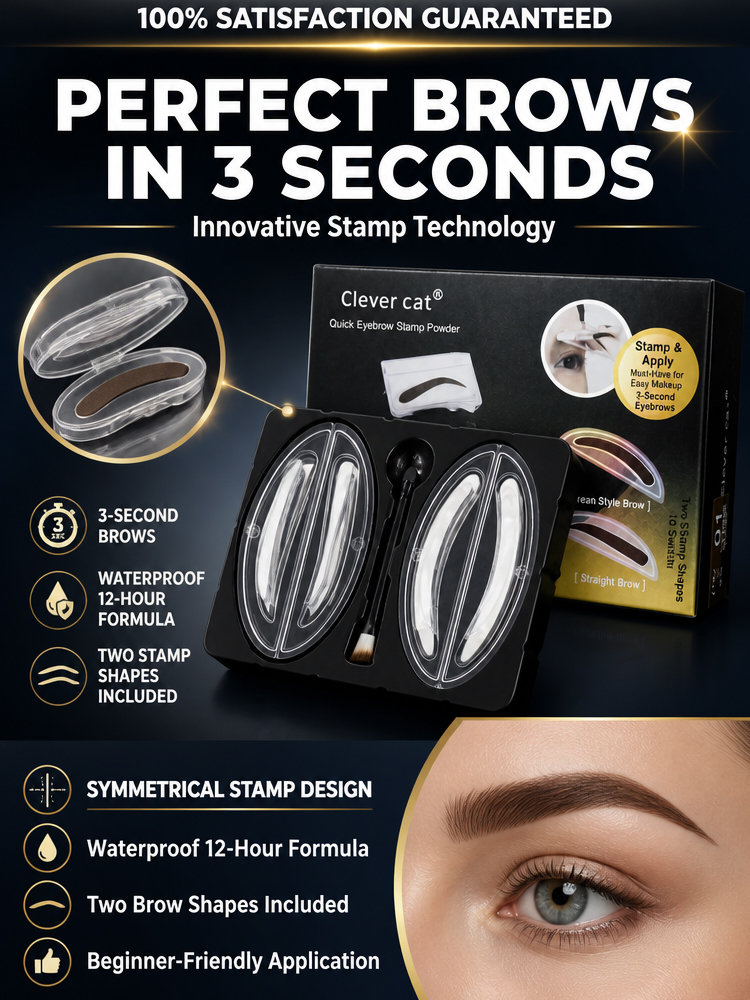 🚀 3-Sec Brow Stamp: 1 Press to Symmetric Brows, No more Uneven Makeup!